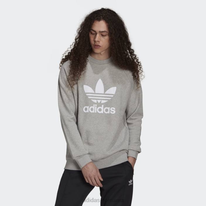 Adidas hanorac adicolor classics trefoil crewneck gri mediu bărbați gri mediu/alb 2JBN1495