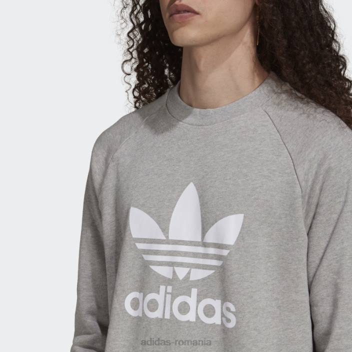 Adidas hanorac adicolor classics trefoil crewneck gri mediu bărbați gri mediu/alb 2JBN1495
