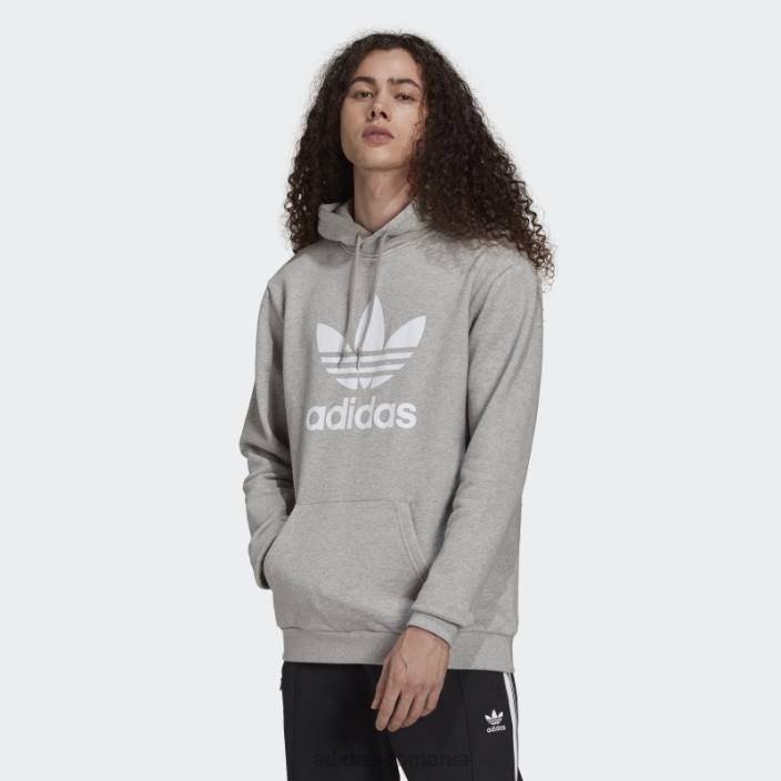 Adidas hanorac adicolor classics trefoil gri mediu bărbați gri mediu/alb 2JBN1256