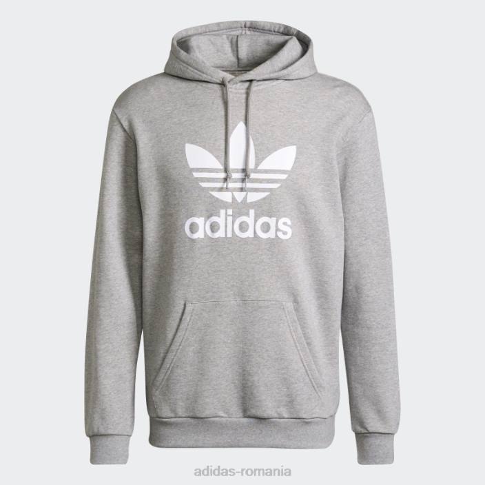 Adidas hanorac adicolor classics trefoil gri mediu bărbați gri mediu/alb 2JBN1256
