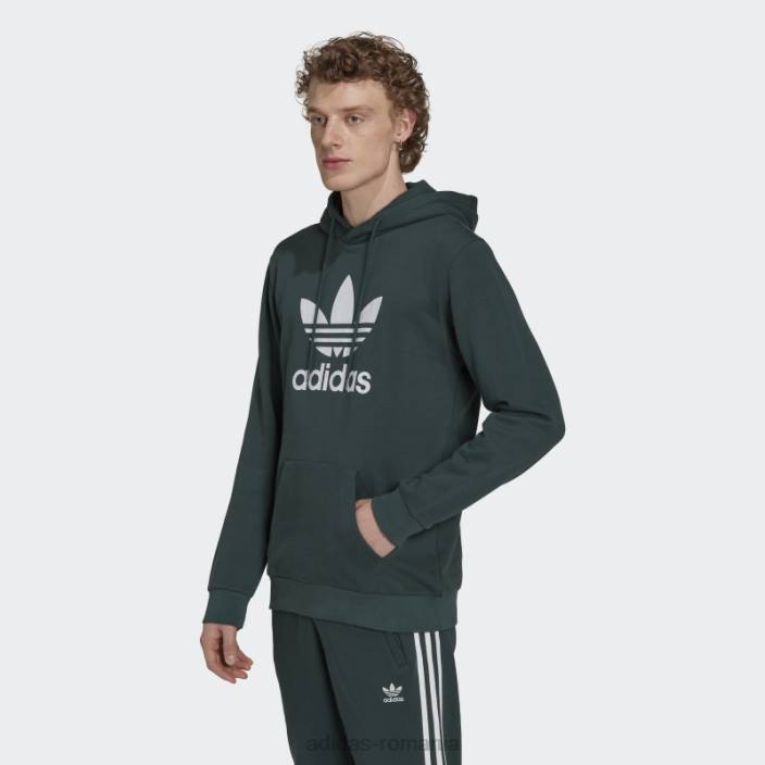 Adidas hanorac adicolor classics trefoil verde mineral bărbați verde mineral 2JBN6631