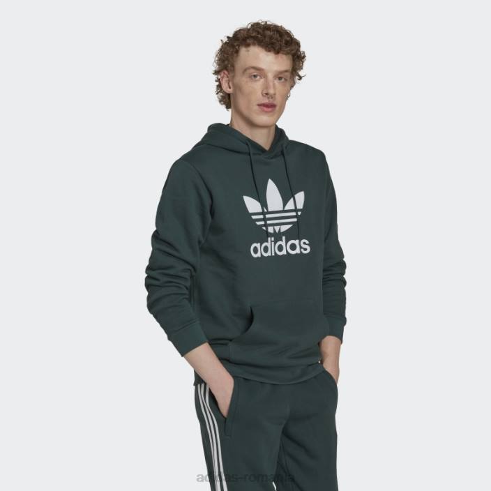 Adidas hanorac adicolor classics trefoil verde mineral bărbați verde mineral 2JBN6631