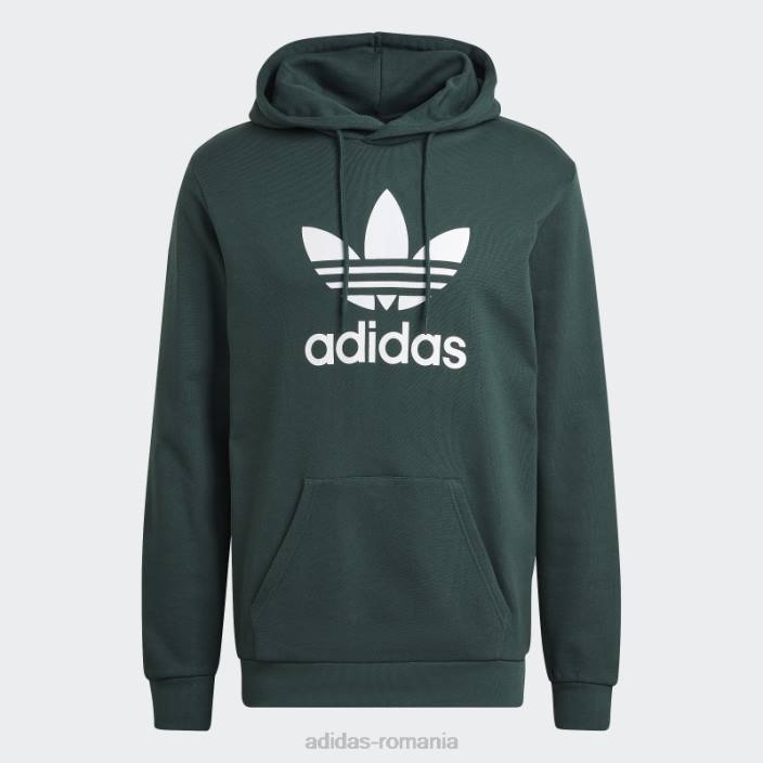 Adidas hanorac adicolor classics trefoil verde mineral bărbați verde mineral 2JBN6631