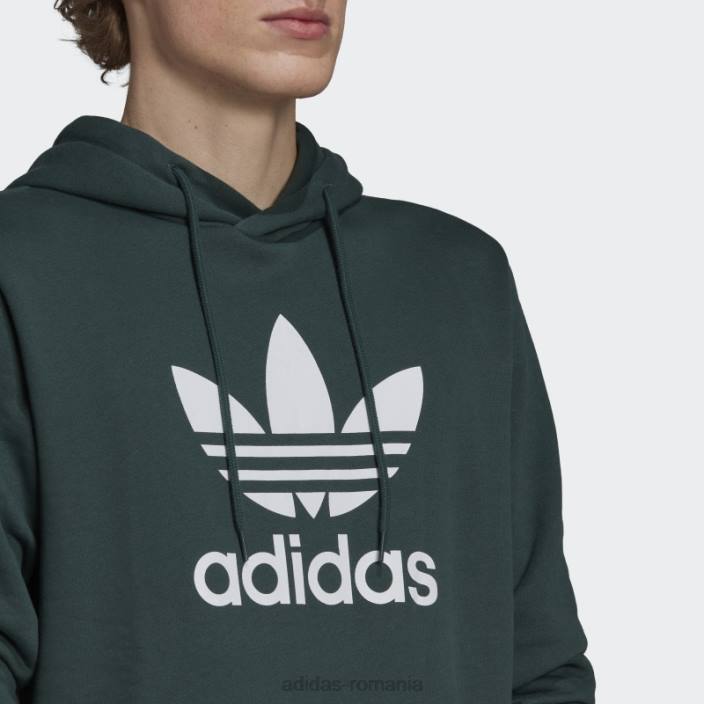 Adidas hanorac adicolor classics trefoil verde mineral bărbați verde mineral 2JBN6631