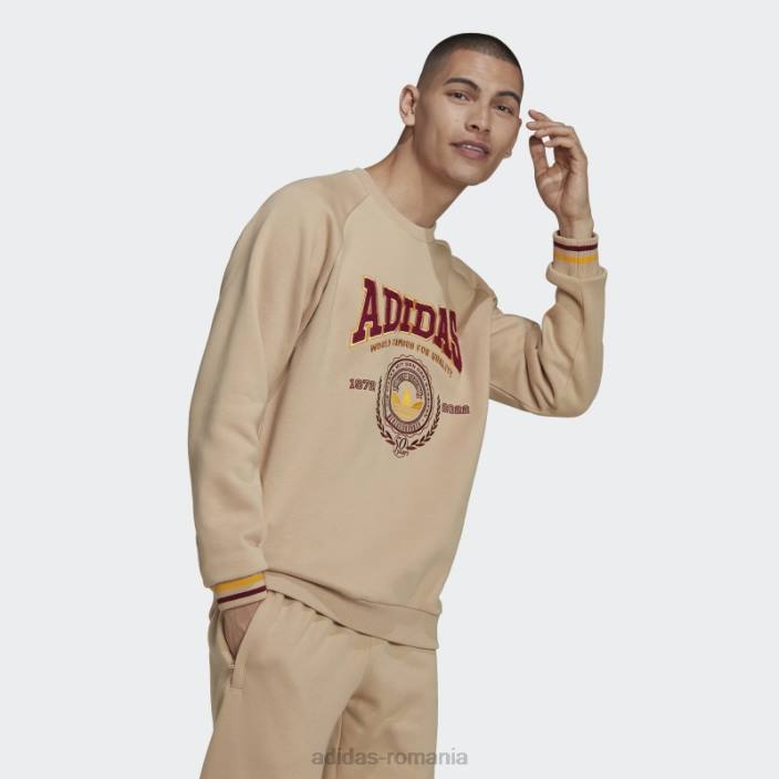 Adidas hanorac bej de varsity cu gât bărbați bej 2JBN6971