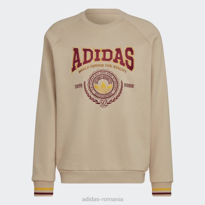 Adidas hanorac bej de varsity cu gât bărbați bej 2JBN6971