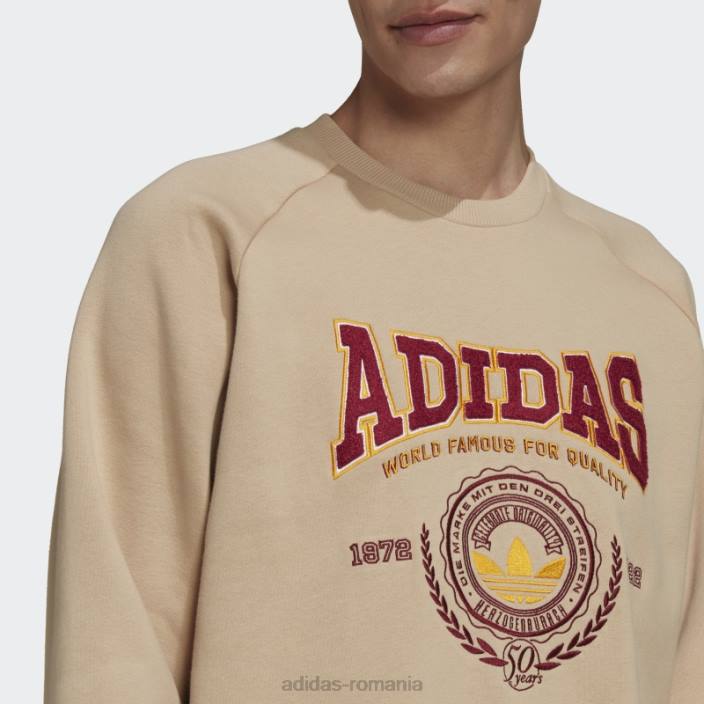Adidas hanorac bej de varsity cu gât bărbați bej 2JBN6971