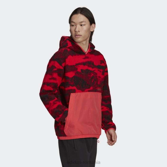 Adidas hanorac cu capota cu imprimeu din fleece polar, roz nucleu, hot adventure bărbați miez roz 2JBN14947