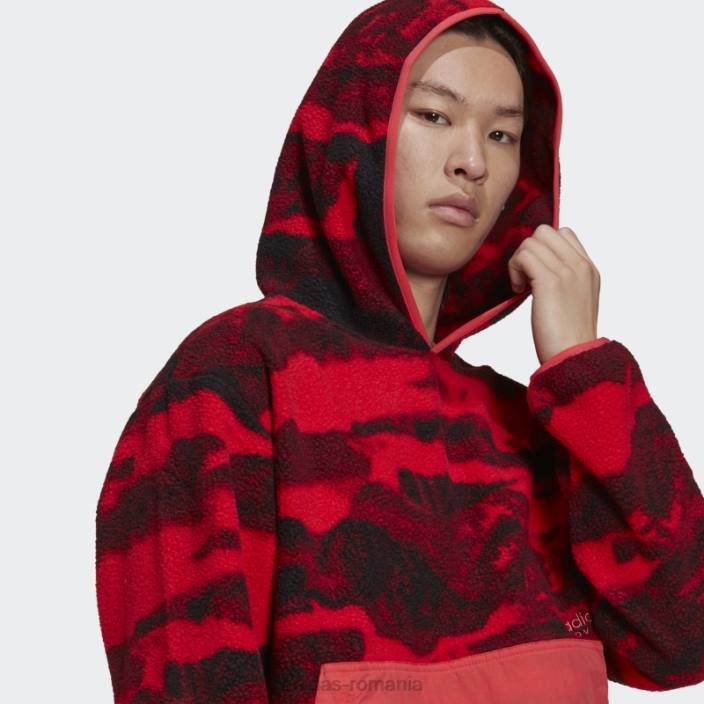 Adidas hanorac cu capota cu imprimeu din fleece polar, roz nucleu, hot adventure bărbați miez roz 2JBN14947
