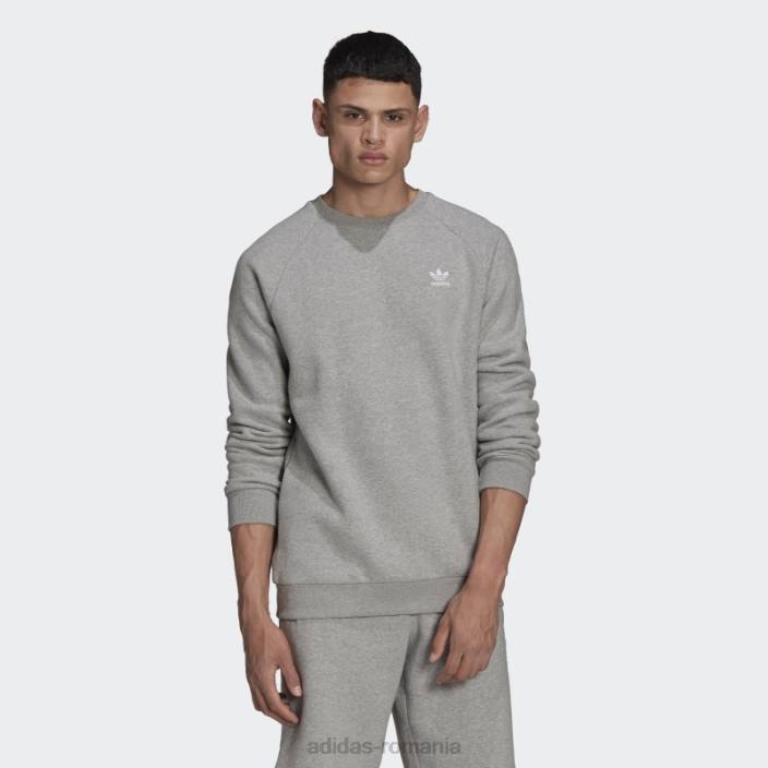 Adidas hanorac cu gât crew trefoil adicolor essentials gri mediu bărbați gri mediu 2JBN4895