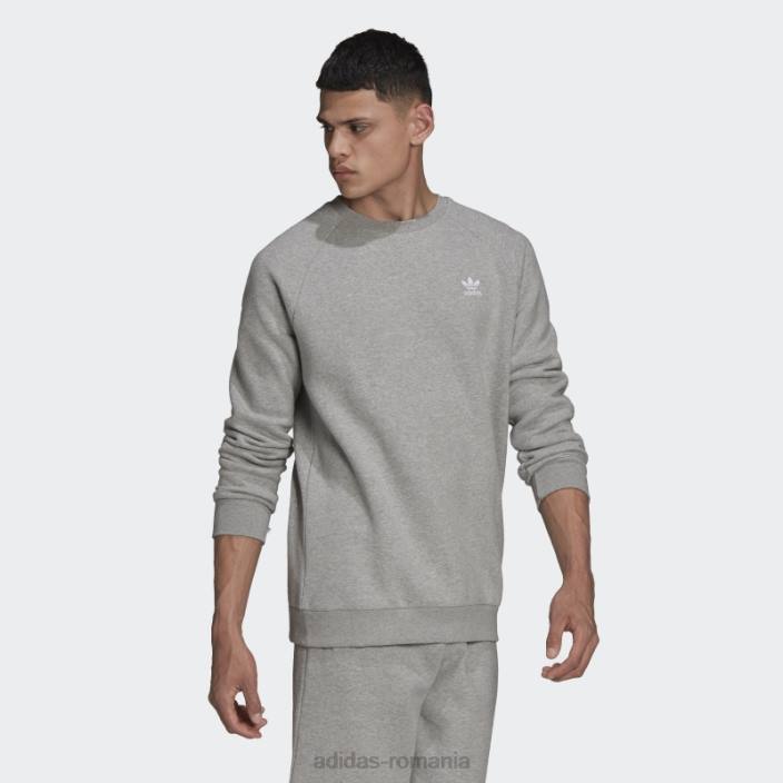 Adidas hanorac cu gât crew trefoil adicolor essentials gri mediu bărbați gri mediu 2JBN4895