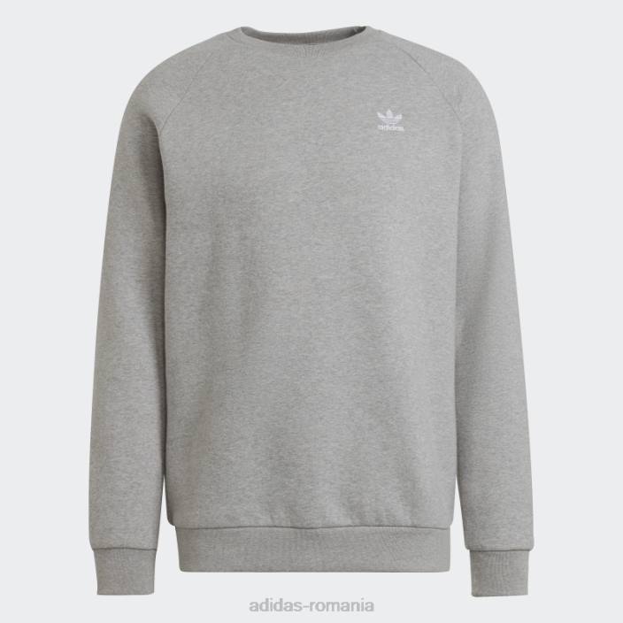Adidas hanorac cu gât crew trefoil adicolor essentials gri mediu bărbați gri mediu 2JBN4895