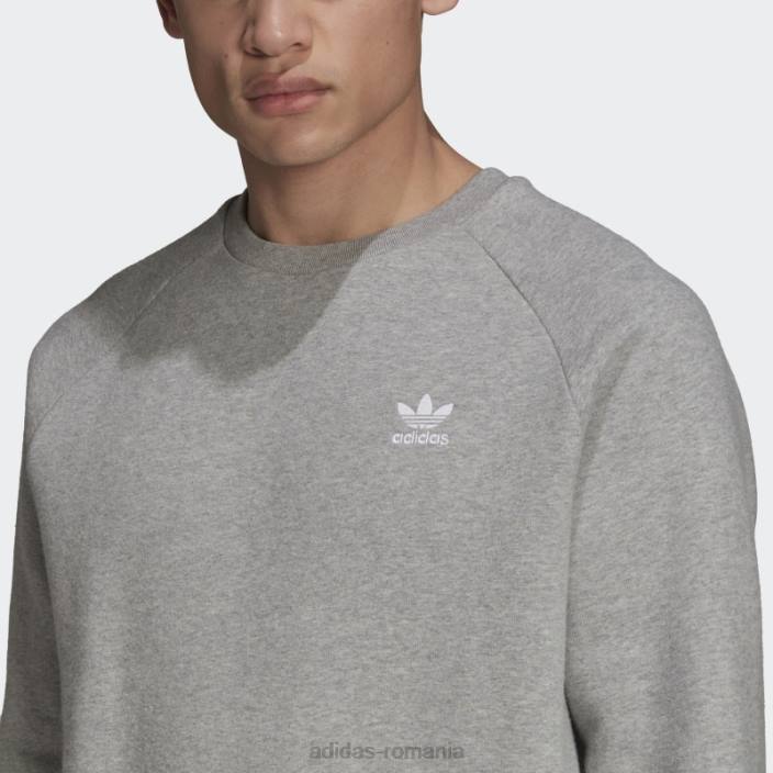 Adidas hanorac cu gât crew trefoil adicolor essentials gri mediu bărbați gri mediu 2JBN4895