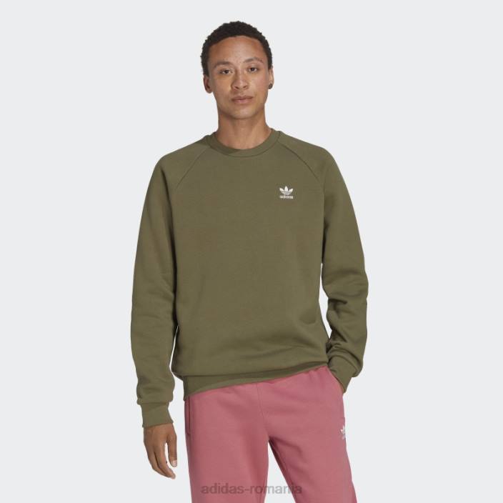 Adidas hanorac cu gât crew trefoil essentials olive bărbați măsline 2JBN5344