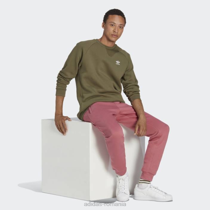Adidas hanorac cu gât crew trefoil essentials olive bărbați măsline 2JBN5344