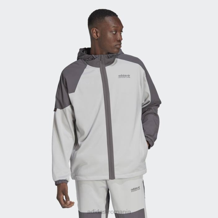 Adidas hanorac cu glugă în amestec de țesături de iarnă, gri bărbați gri 2JBN7328
