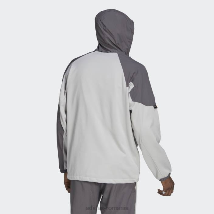 Adidas hanorac cu glugă în amestec de țesături de iarnă, gri bărbați gri 2JBN7328