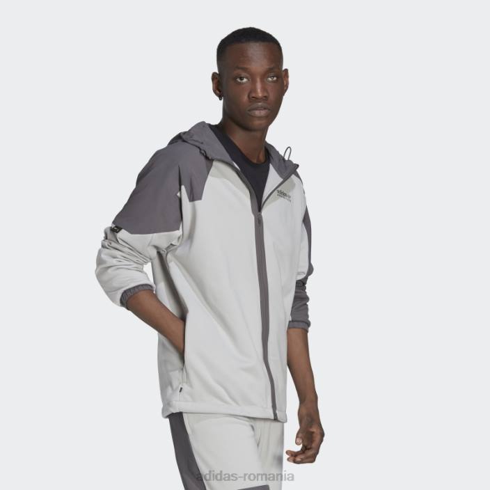 Adidas hanorac cu glugă în amestec de țesături de iarnă, gri bărbați gri 2JBN7328