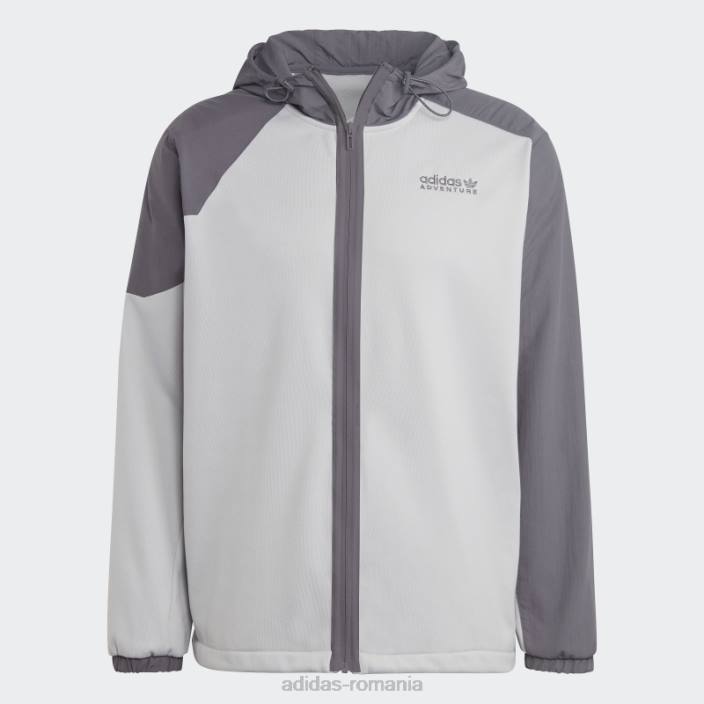 Adidas hanorac cu glugă în amestec de țesături de iarnă, gri bărbați gri 2JBN7328
