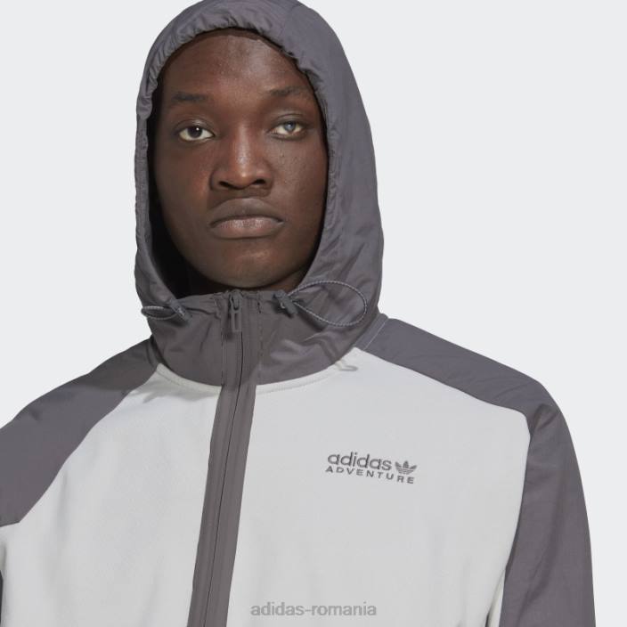 Adidas hanorac cu glugă în amestec de țesături de iarnă, gri bărbați gri 2JBN7328