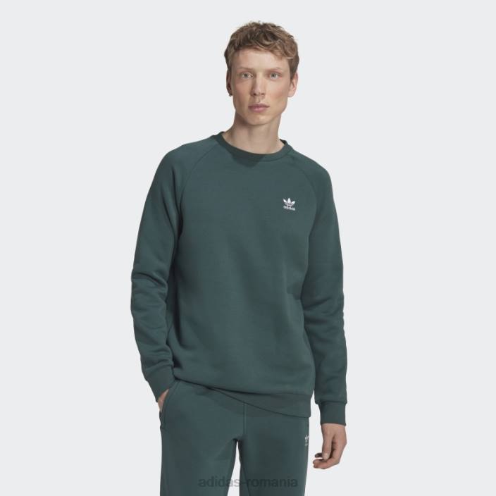 Adidas hanorac cu guler crew trefoil adicolor essentials verde bărbați verde mineral 2JBN1556