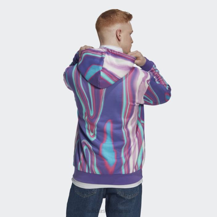 Adidas hanorac cu imprimeu suprareal, purple rush bărbați papură violet 2JBN7183