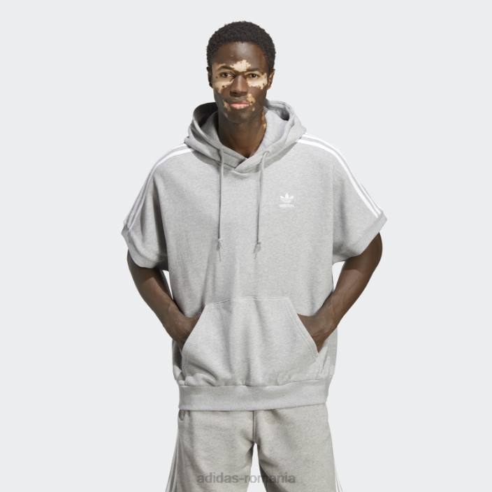 Adidas hanorac cu maneca scurta adicolor classics gri mediu bărbați gri mediu 2JBN5419