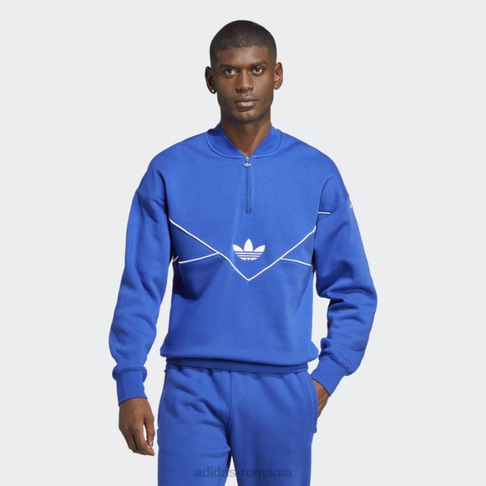 Adidas hanorac echipaj cu jumătate de fermoar adicolor sezonier albastru adidas bărbați albastru alb 2JBN5580