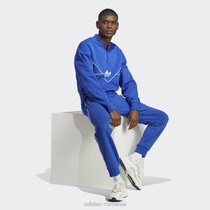 Adidas hanorac echipaj cu jumătate de fermoar adicolor sezonier albastru adidas bărbați albastru alb 2JBN5580