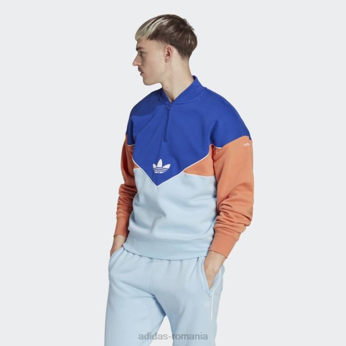 Adidas hanorac echipaj cu jumătate de fermoar adicolor sezonier albastru bărbați albastru/cer/cupru cețos 2JBN6548
