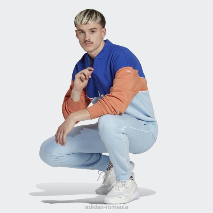 Adidas hanorac echipaj cu jumătate de fermoar adicolor sezonier albastru bărbați albastru/cer/cupru cețos 2JBN6548