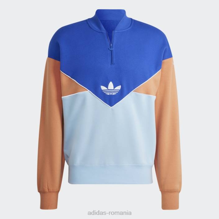 Adidas hanorac echipaj cu jumătate de fermoar adicolor sezonier albastru bărbați albastru/cer/cupru cețos 2JBN6548