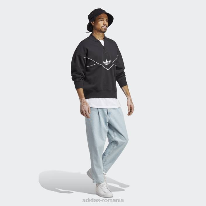 Adidas hanorac echipaj cu jumătate de fermoar adicolor sezonier negru bărbați alb negru 2JBN6361