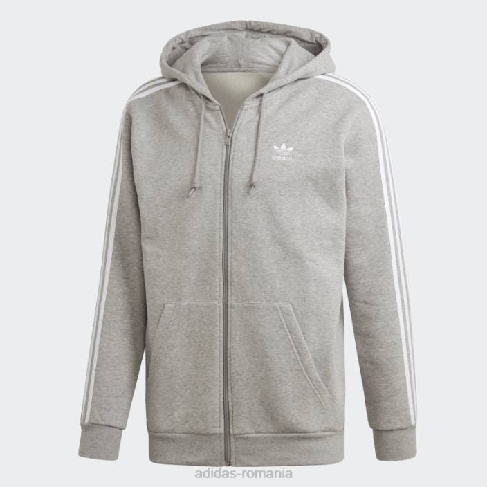 Adidas hanorac gri mediu cu 3 dungi adidas bărbați gri mediu 2JBN6921