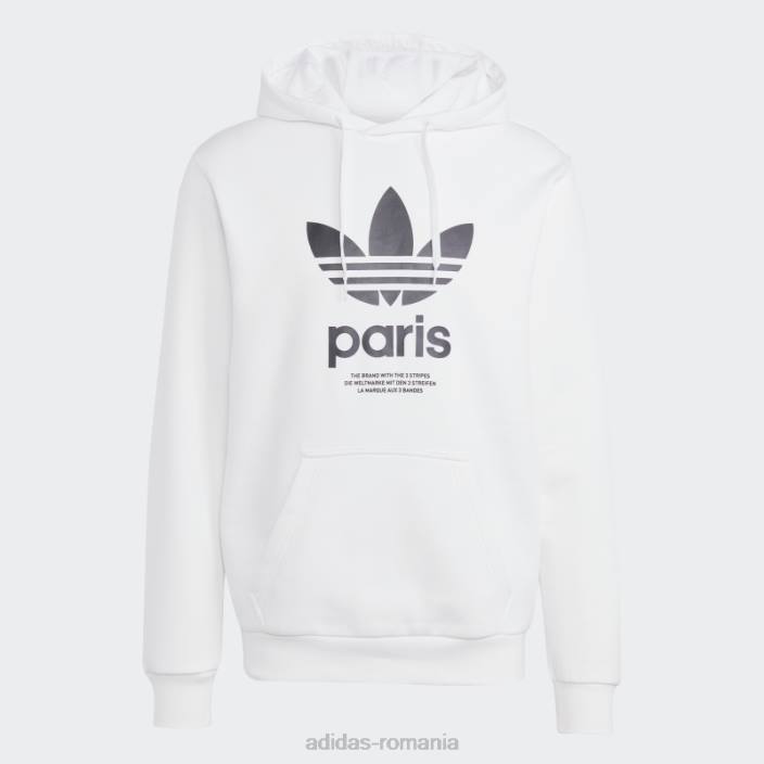 Adidas hanorac icone paris city originals alb bărbați alb 2JBN14072