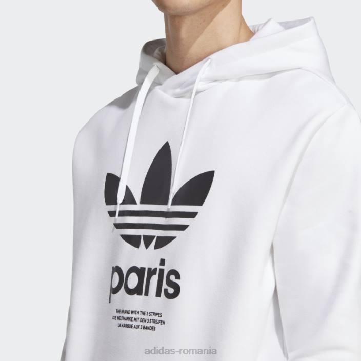 Adidas hanorac icone paris city originals alb bărbați alb 2JBN14072