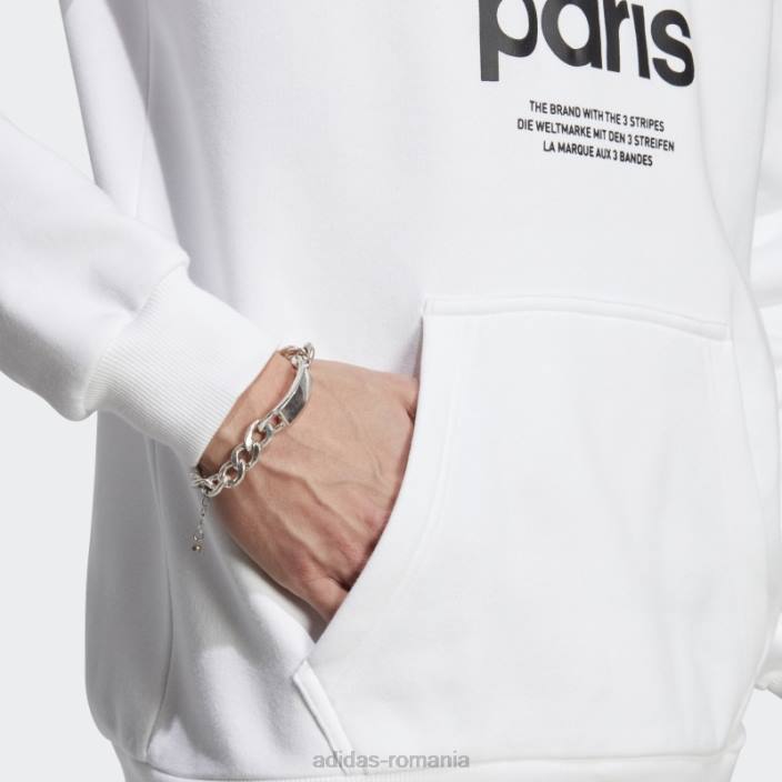 Adidas hanorac icone paris city originals alb bărbați alb 2JBN14072