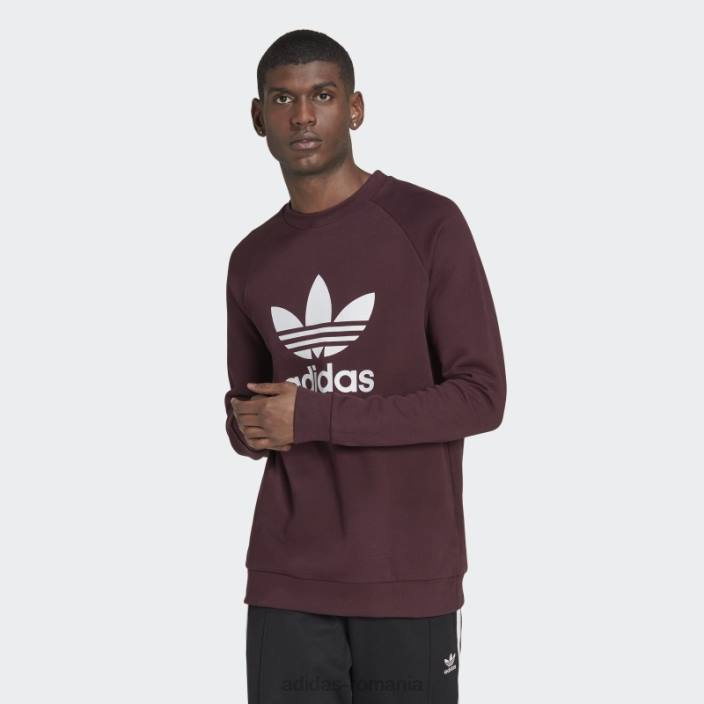 Adidas hanorac maro adicolor classics trefoil crewgate bărbați maro 2JBN1313