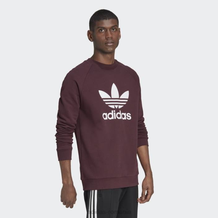Adidas hanorac maro adicolor classics trefoil crewgate bărbați maro 2JBN1313