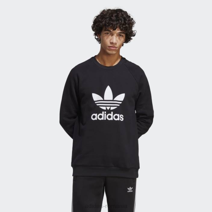 Adidas hanorac negru adicolor classics trefoil crewgate bărbați negru 2JBN4924