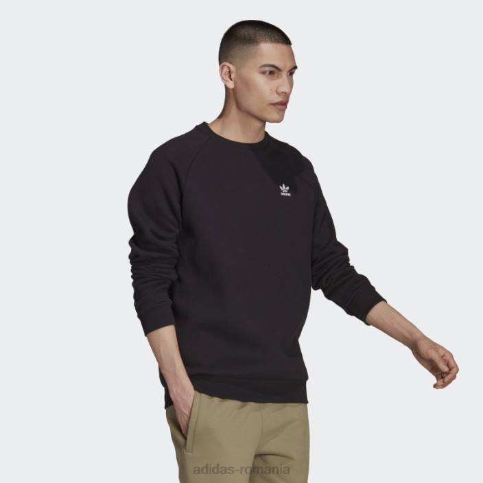 Adidas hanorac negru adicolor essentials trefoil crewgate bărbați negru 2JBN1559
