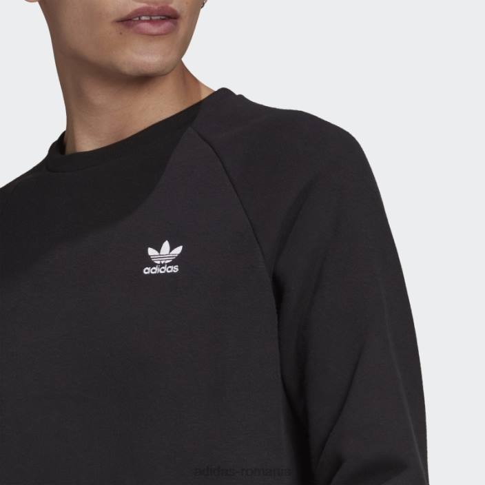 Adidas hanorac negru adicolor essentials trefoil crewgate bărbați negru 2JBN1559