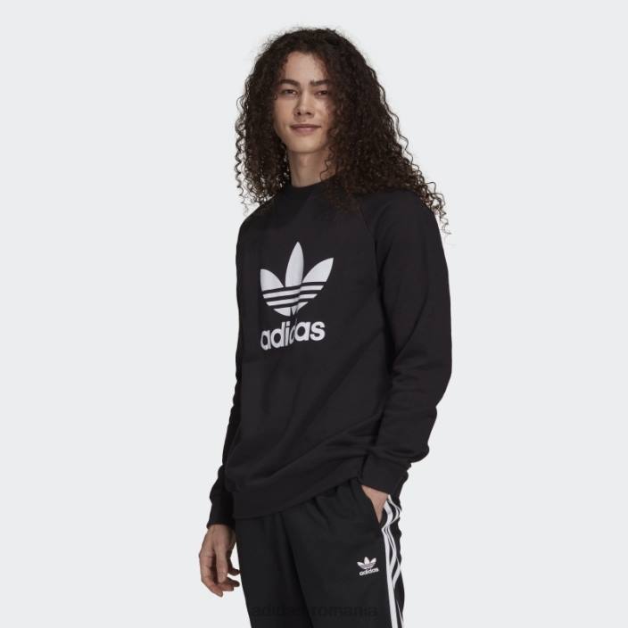 Adidas hanorac negru cu gât crew trefoil adicolor classics bărbați alb negru 2JBN1459