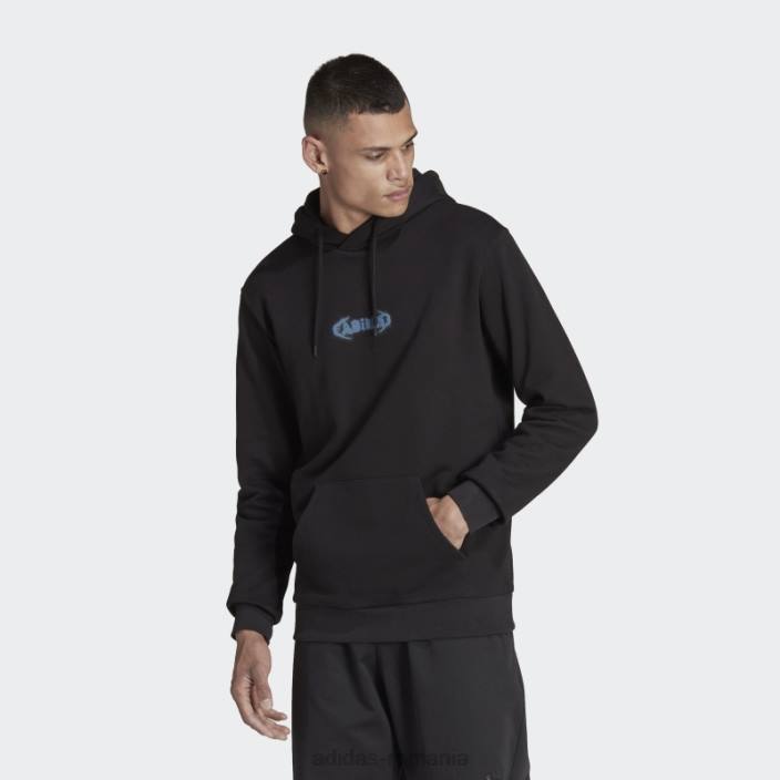 Adidas hanorac negru pentru campus cu grafică bărbați negru 2JBN7306