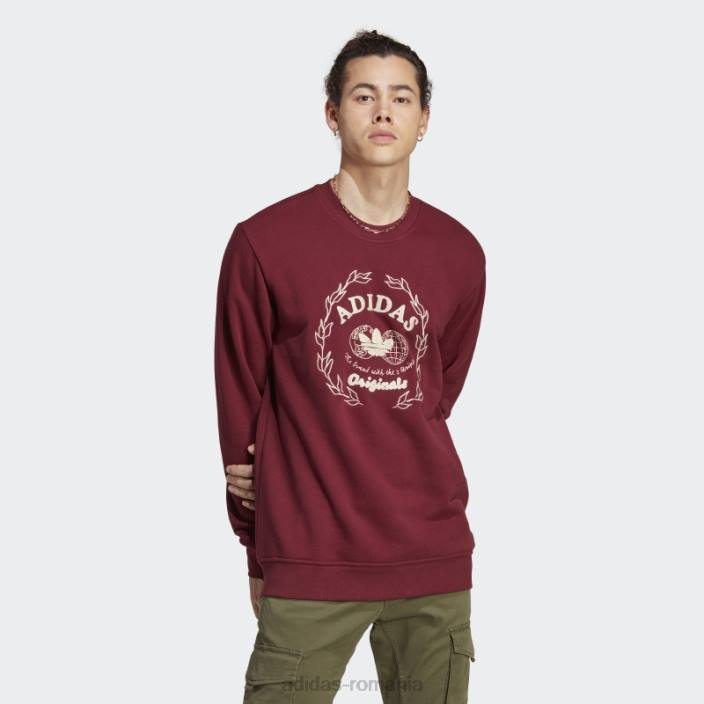 Adidas hanorac roșu pentru echipaj de arhivă grafică bărbați roșu 2JBN5393