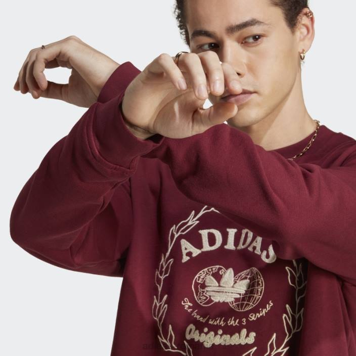 Adidas hanorac roșu pentru echipaj de arhivă grafică bărbați roșu 2JBN5393