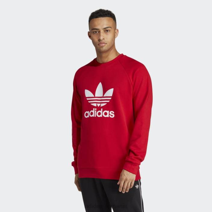 Adidas hanorac scarlet adicolor classics trefoil crewgate bărbați stacojiu 2JBN5753