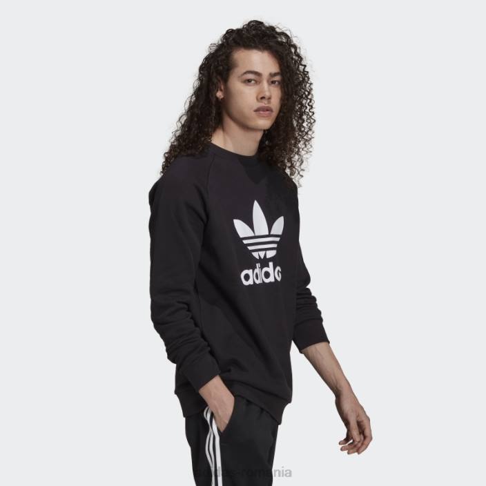 Adidas hanorac trifoil adicolor classics crewneck alb bărbați alb negru 2JBN5335