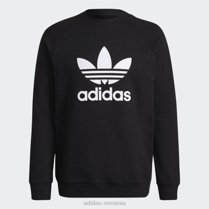 Adidas hanorac trifoil adicolor classics crewneck alb bărbați alb negru 2JBN5335