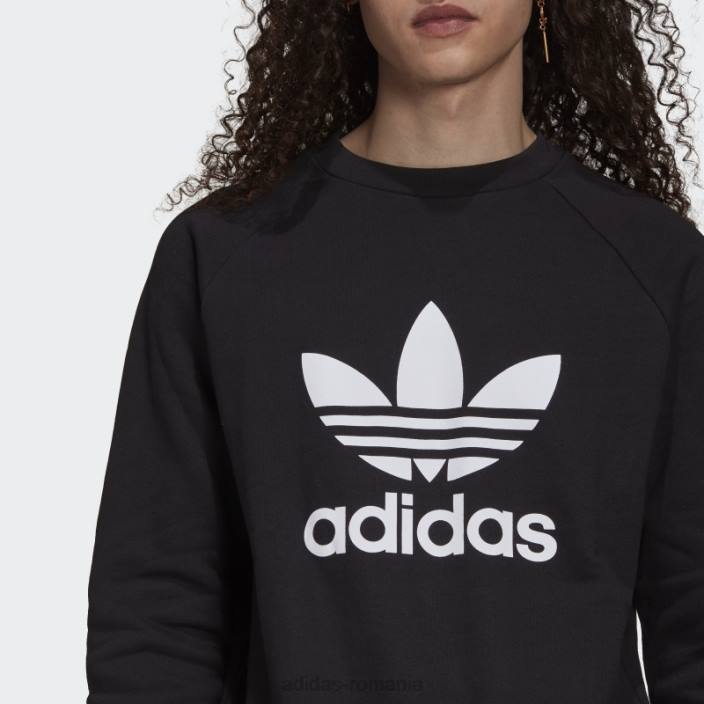 Adidas hanorac trifoil adicolor classics crewneck alb bărbați alb negru 2JBN5335